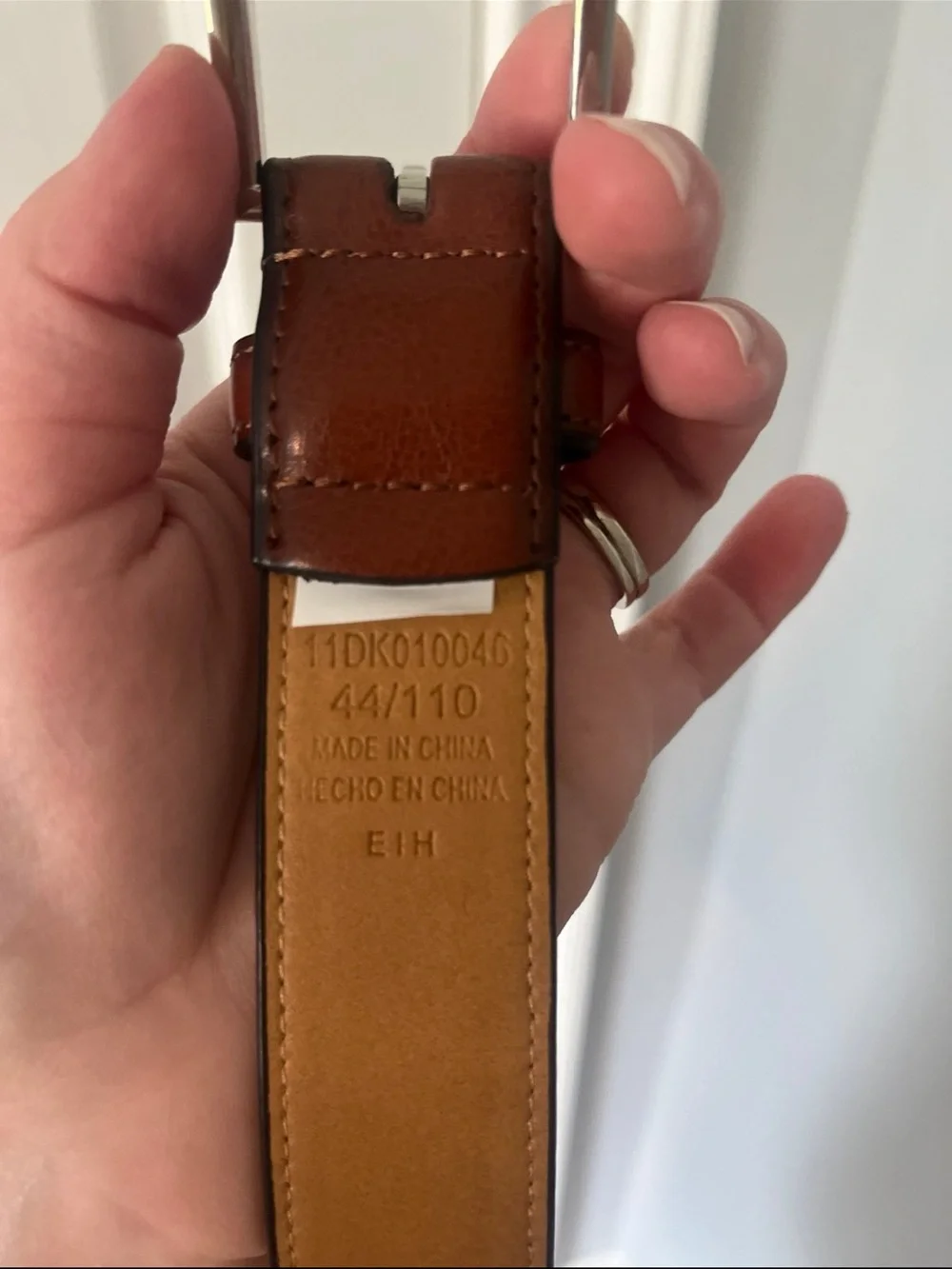 Dockers Men's Brown Leather Belt with Silver Buckle